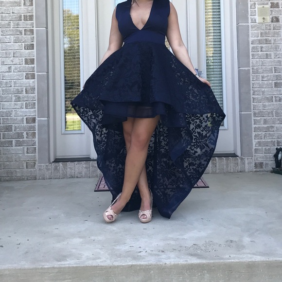 Bronx and Banco Navy High Low Gown - Picture 5 of 6